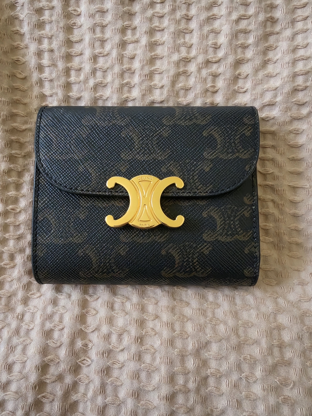 Celine Brown Monogram Wallet with Gold Triomphe Clasp - Picture 2 of 12
